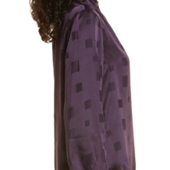 NEW Milly Tyla One Shoulder Diamond Jacquard Silk Blend Blouse - Picture 5 of 11